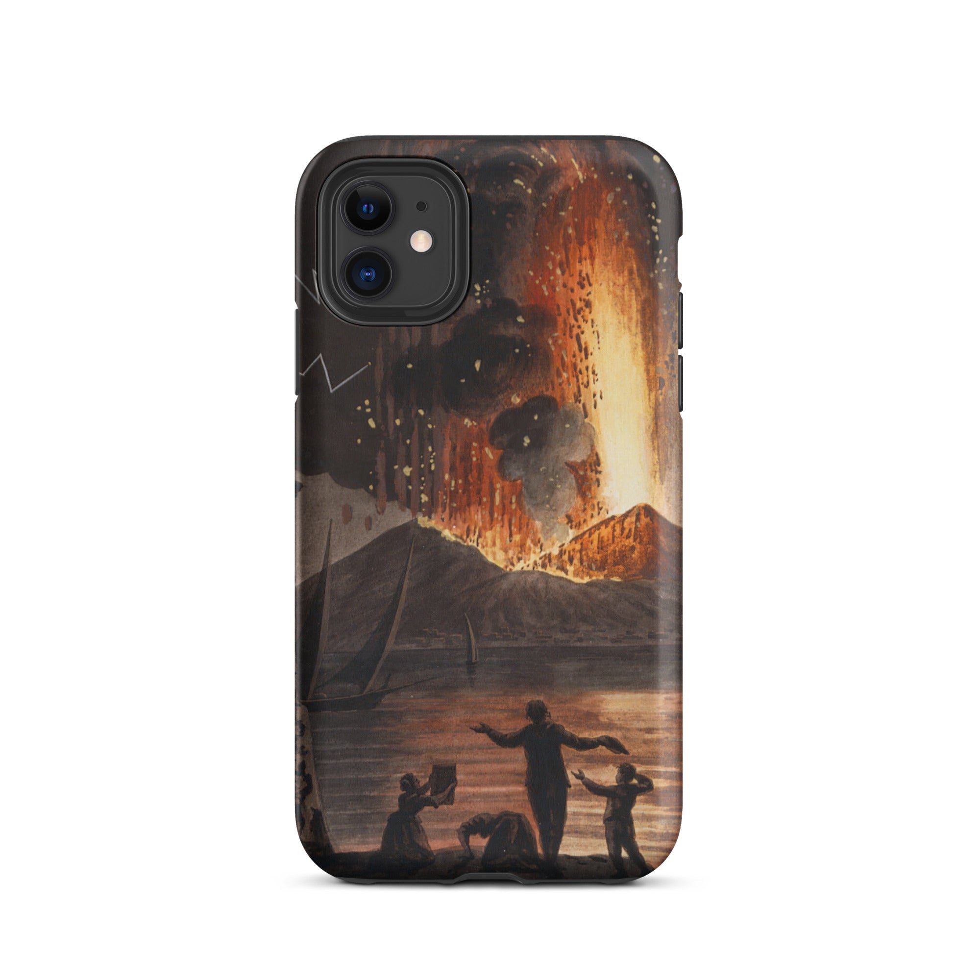Eruption of Mount Vesuvius Pietro Fabris Iphone Case, 11 / Matte, Black Iphone 12 Case Colorful Volcano Eruption Design
