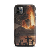 Eruption of Mount Vesuvius - Pietro Fabris Iphone Case, 11 Pro Max / Matte, Black Smartphone Vivid Landscape Illustration Case
