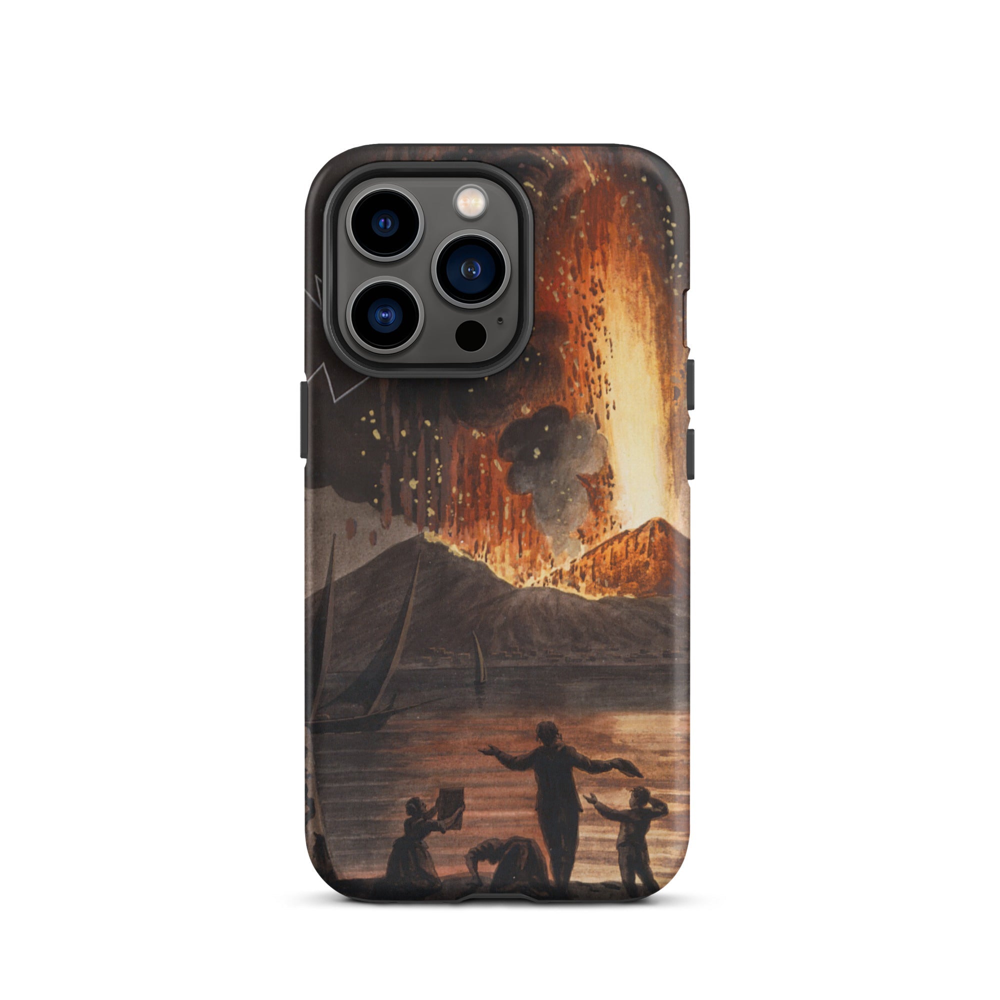 Eruption of Mount Vesuvius Pietro Fabris Iphone Case, 13 Pro / Matte, Black Smartphone Case Volcanic Eruption Scene