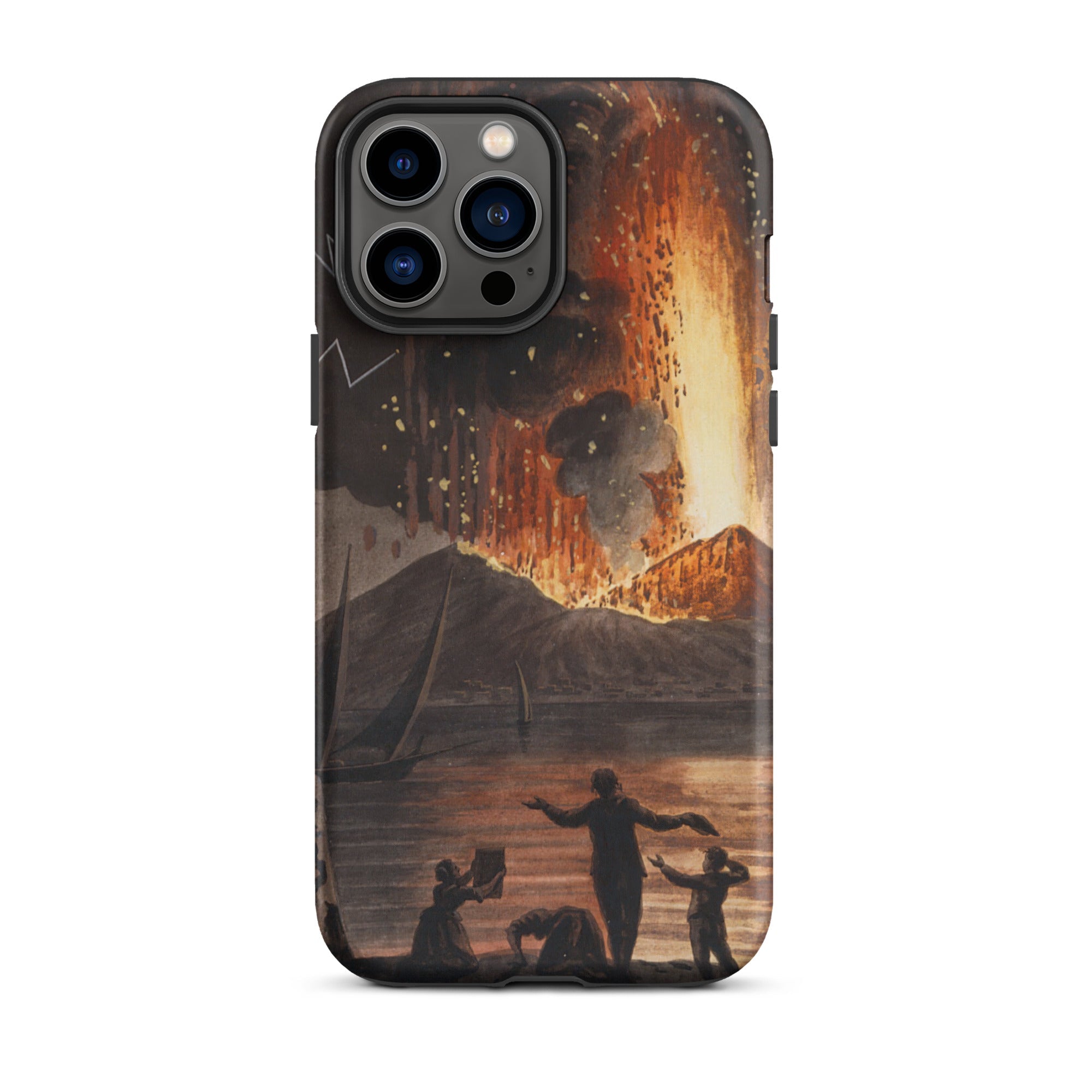 Eruption of Mount Vesuvius Pietro Fabris Iphone Case, 13 Pro Max / Matte, Iphone Case Dramatic Painting Volcanic Eruption Body Water