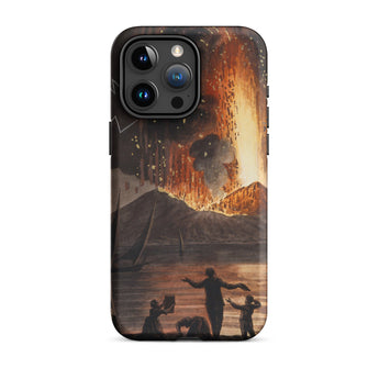 Eruption of Mount Vesuvius - Pietro Fabris Iphone Case, 15 Pro Max / Matte, Iphone Dramatic Volcanic Eruption Figures Shore Printed Case