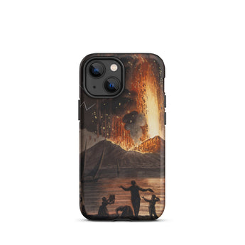 Eruption of Mount Vesuvius - Pietro Fabris Iphone Case, Smartphone Protective Case Dramatic Depiction Volcanic Eruption Body