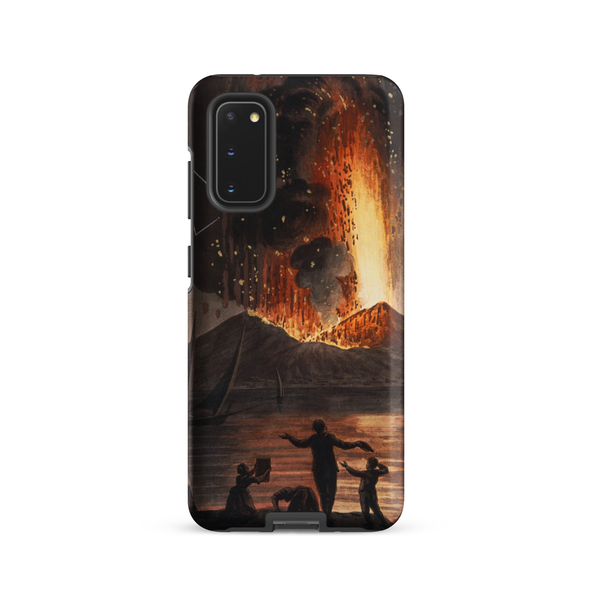 Eruption of Mount Vesuvius Pietro Fabris Samsung Case, Galaxy S20 / Matte, Black Smartphone Case Volcano Design