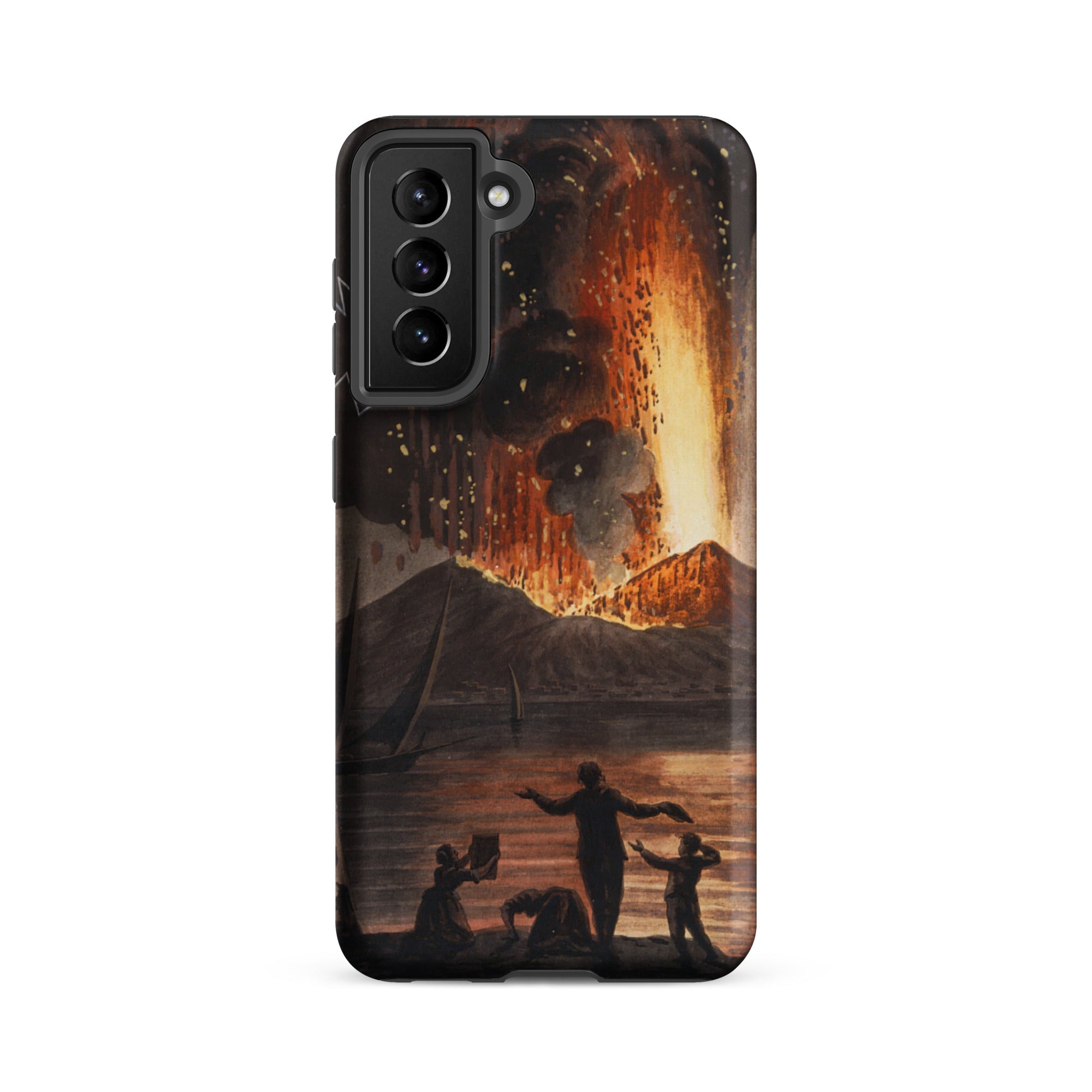Eruption of Mount Vesuvius Pietro Fabris Samsung Case, Galaxy S21 Fe / Matte, Black Smartphone Case Vibrant Painting Volcanic Eruption