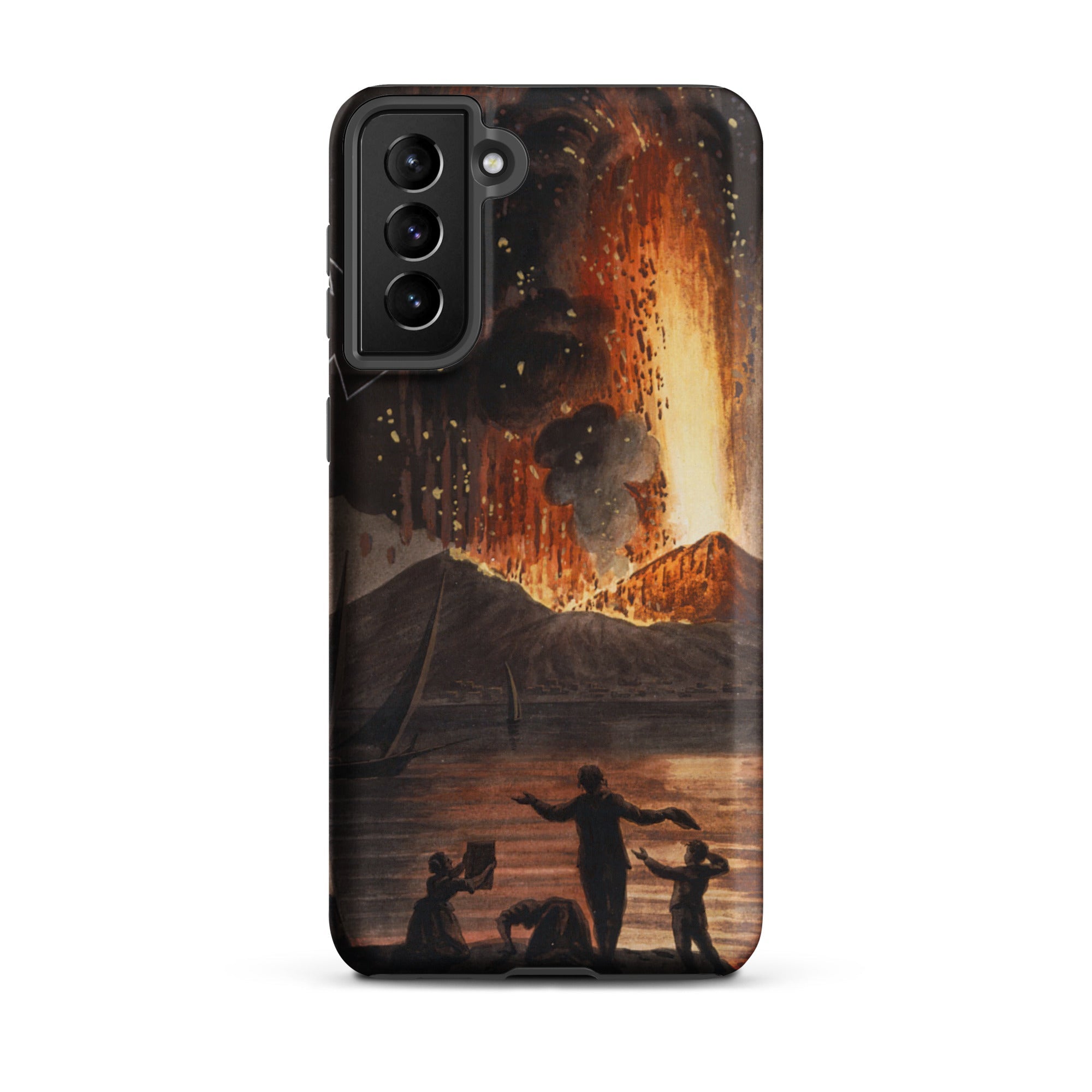Eruption of Mount Vesuvius Pietro Fabris Samsung Case, Galaxy S21 Plus / Matte, Black Smartphone Vibrant Dramatic Volcanic Eruption Scene