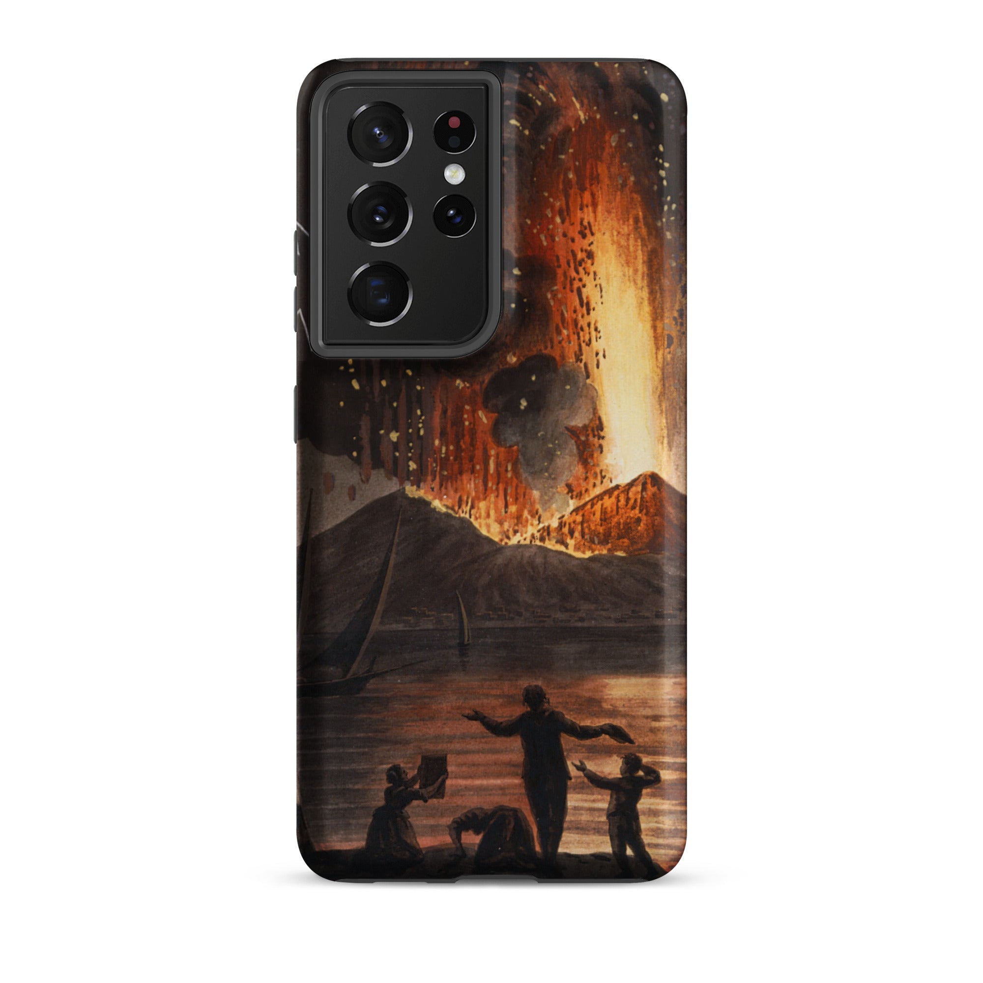 Eruption of Mount Vesuvius Pietro Fabris Samsung Case, Galaxy S21 Ultra / Matte, Black Smartphone Case Dramatic Volcanic Eruption Scene