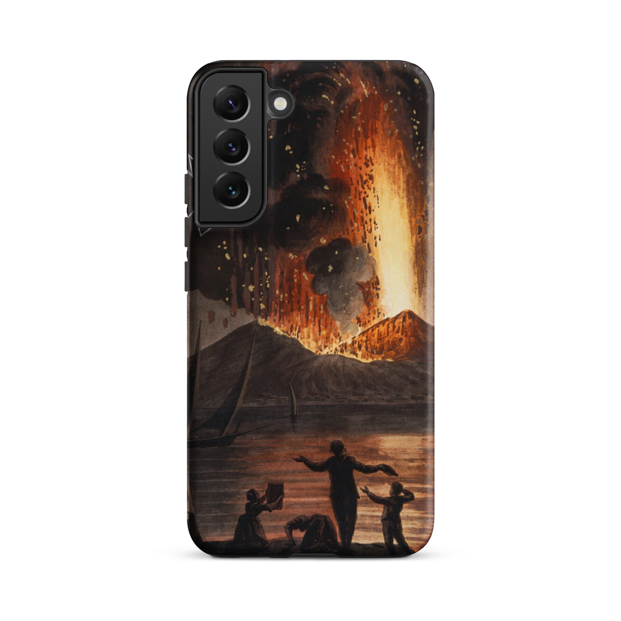 Eruption of Mount Vesuvius Pietro Fabris Samsung Case, Galaxy S22 Plus / Matte, Black Smartphone Case Volcano Eruption Painting
