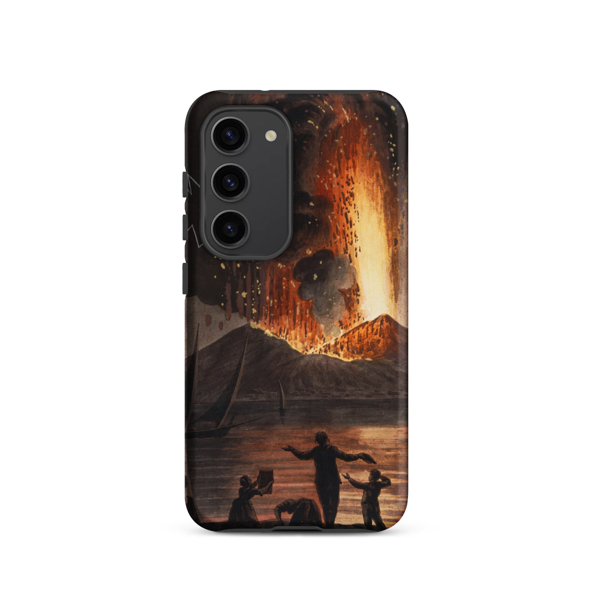 Eruption of Mount Vesuvius Pietro Fabris Samsung Case, Galaxy S23 / Matte, Smartphone Case Fiery Volcano Eruption People Foreground
