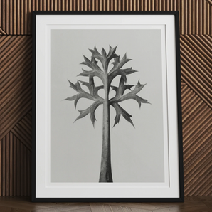Eryngium Bourgatii (mediterranean Sea Holly) - Karl Blossfeldt Art Print, Stylized Black White Tree Illustration Framed Artwork