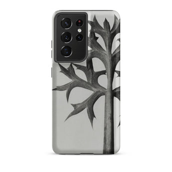 Eryngium Bourgatii (mediterranean Sea Holly) - Karl Blossfeldt Samsung Case, Galaxy S21 Ultra / Matte, White Smartphone Case Black Leaf