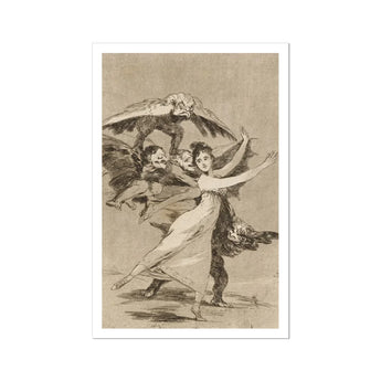 You will not Escape - Francisco De Goya Art Print / Canvas Sepia-toned Woman Winged Grotesque Figures Arches Backward, Eyes Wide Prints