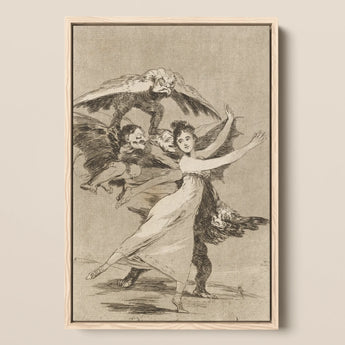 You will not Escape - Francisco De Goya Framed Canvas, 12x18’’ / 31x46cm / Natural Floating Frame, Framed Goya Woman Grotesque Figures Owl