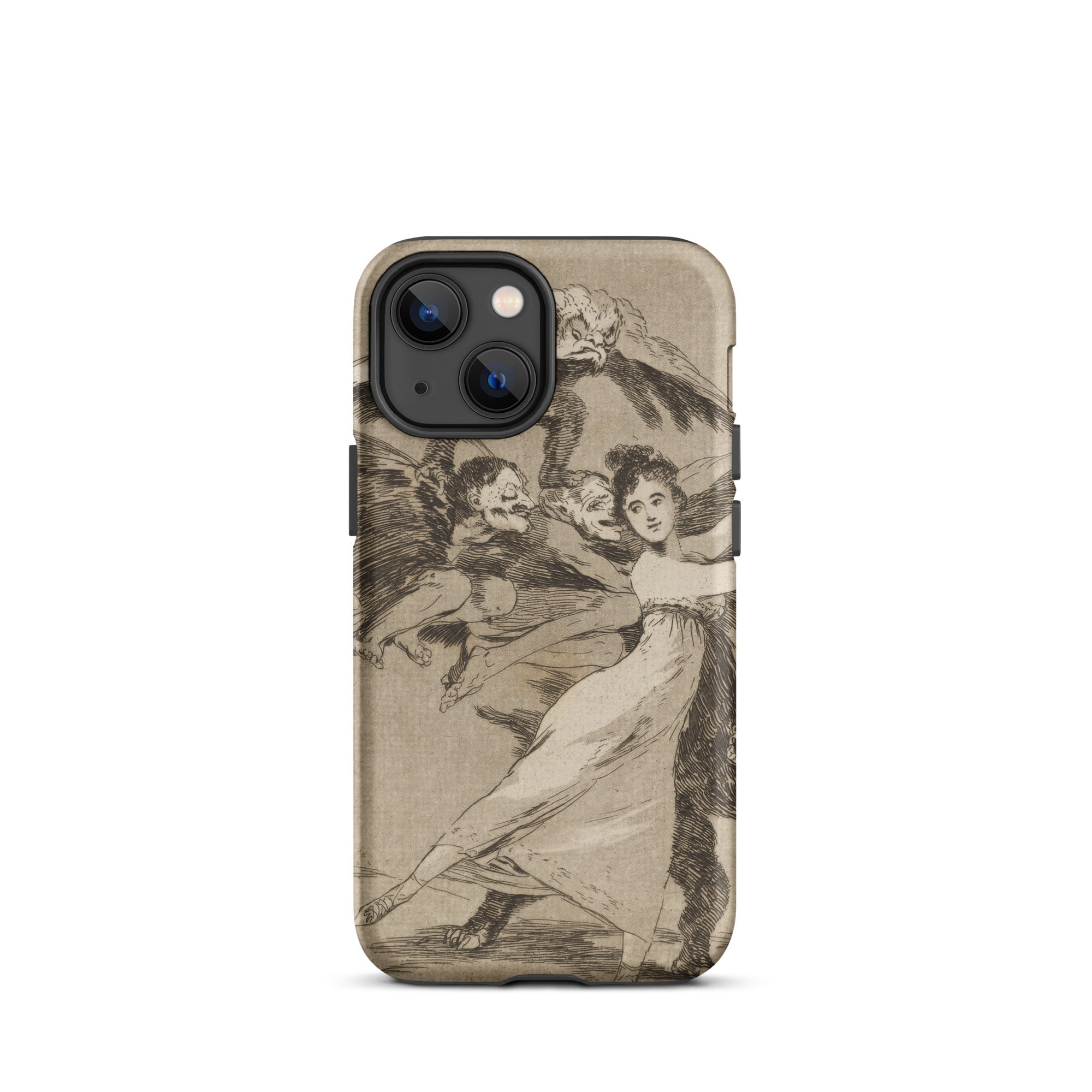 You will not Escape - Francisco De Goya Iphone Case, 13 Mini / Matte, Smartphone Case Sepia-toned Classical Figures