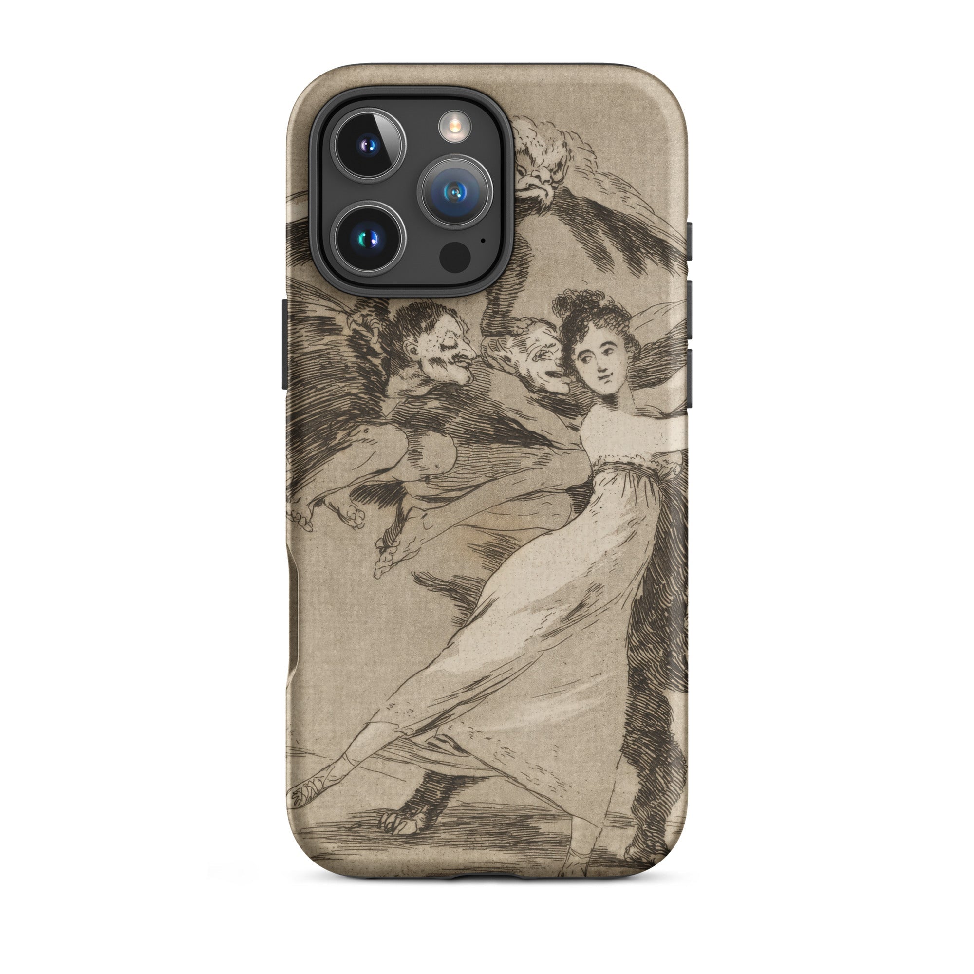 You will not Escape - Francisco Goya Iphone Case, 16 Pro Max / Matte, Iphone Case Antique Illustration Woman Grotesque Figures