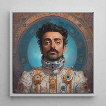 Eskandar - Gay Arabic Astronaut Art Print / Canvas, 12x12’’ / 31x31cm / White Frame, Posters Prints & Visual Artwork, Toby Leon