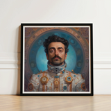 Framed Portrait Man Ornate White Gold Space-themed Attire Gay Arabic Astronaut, Aesthetic, Meet Eskandar
