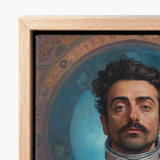 Framed Portrait Man Dark Curly Hair Mustache Depicted Gay Arabic Astronaut, Aesthetic, Meet Eskandar