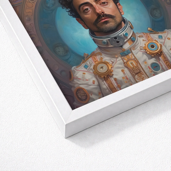 Framed Portrait Man Ornate Steampunk-inspired Astronaut Suit Gold Gay Arabic, Aesthetic, Meet Eskandar