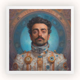 Eskandar - Gay Arabic Astronaut Art Print / Canvas Framed Portrait Man Ornate White Gold Astronaut Suit Gay Arabic Astronaut, Aesthetic,