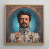 Eskandar - Gay Arabic Astronaut Art Print / Canvas Framed Portrait Man Ornate White Gold Astronaut Suit Gay Arabic Astronaut, Aesthetic,
