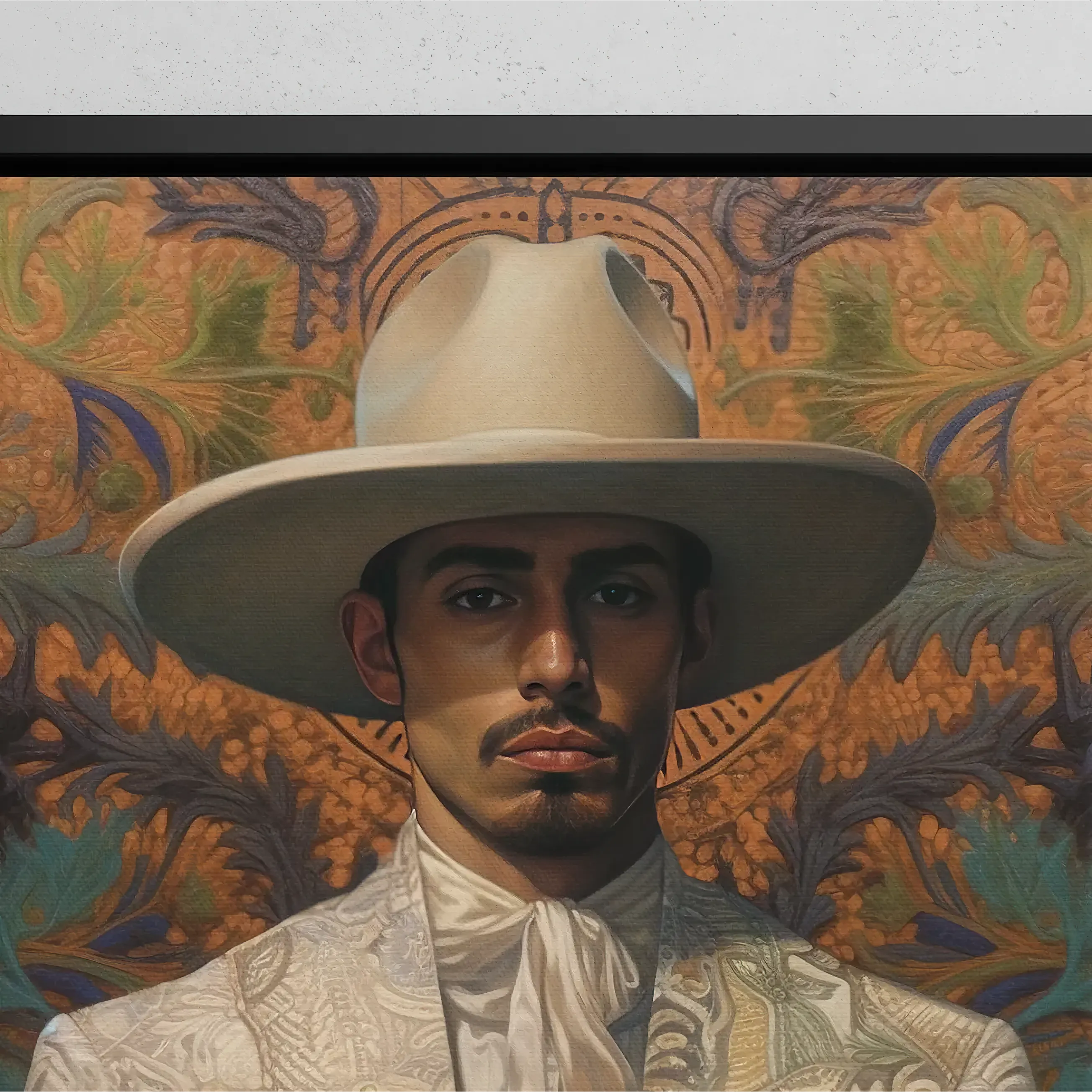 Estephan - Gay Latino Cowboy Framed Canvas - Vaqueros Queerart - Posters Prints & Visual Artwork - Aesthetic Art