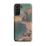 Étretat - Claude Monet Normandy Beach Samsung Case, Galaxy S21 Plus / Matte, Smartphone Case Impressionistic Painting Beach Cliffs Boats