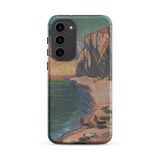 Étretat - Claude Monet Normandy Beach Samsung Case, Galaxy S23 Plus / Matte, Phone Case Painted Coastal Landscape Cliff Beach Boats