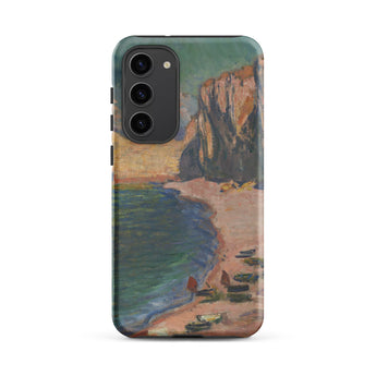 Étretat - Claude Monet Normandy Beach Samsung Case, Galaxy S23 Plus / Matte, Phone Case Painted Coastal Landscape Cliff Beach Boats