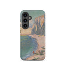 Étretat Claude Monet Normandy Beach Samsung Case, Galaxy S24 / Matte, Smartphone Case Impressionistic Painting Coastal Scene Cliffs Boats