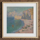 Étretat - Claude Monet Normandy Coastline Art Print, 12x12’’ / 31x31cm / Natural Frame / 2’’ Matboard, Posters Prints & Visual Artwork,