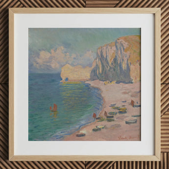 Étretat - Claude Monet Normandy Coastline Art Print, 12x12’’ / 31x31cm / Natural Frame / 2’’ Matboard, Posters Prints & Visual Artwork,
