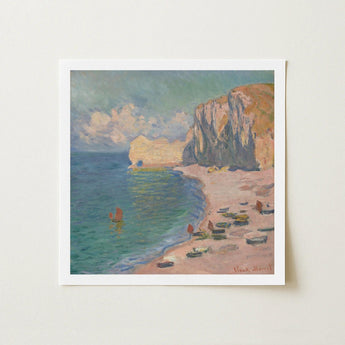 Étretat - Claude Monet Normandy Coastline Art Print / Canvas Square-framed Reproduction Monet’s Impressionistic Painting Coastal Scene