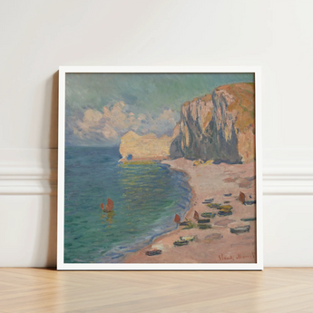 Etretat - Claude Monet Normandy Coastline Art Print / Canvas White-framed Reproduction Monet’s Impressionist Painting Coastal Scene