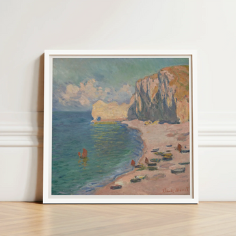 Etretat - Claude Monet Normandy Coastline Art Print / Canvas Framed Reproduction Monet’s Impressionistic Coastal Scene White Mesmerizing