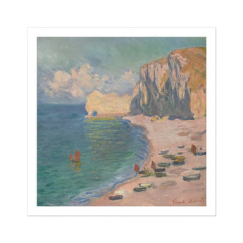 Étretat - Claude Monet Normandy Coastline Art Print / Canvas Impressionist Painting Coastal Cliff Sailboat Turquoise Waters Monet’s
