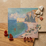 Étretat - Claude Monet Normandy Coastline Art Print / Canvas Square Print Claude Monet’s Impressionistic Coastal Scene Sandy Mesmerizing