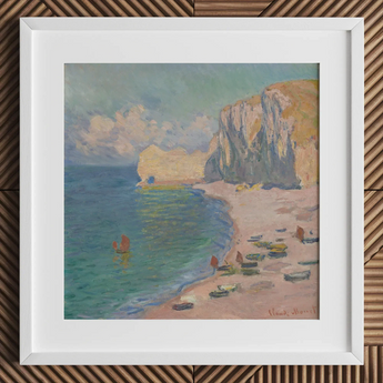 Étretat - Claude Monet Normandy Coastline Art Print / Canvas White-framed Reproduction Claude Monet’s Impressionistic Painting Coastal