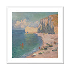 Étretat Claude Monet Normandy Coastline Art Print, Impressionist Painting Coastal Cliff Scene Boats Beach