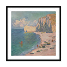 Étretat Claude Monet Normandy Coastline Art Print, Impressionist Painting Coastal Scene Boats Beach Steep Cliffs
