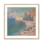 Étretat Claude Monet Normandy Coastline Art Print, Impressionist Painting Coastal Scene Cliffs Boats Beach
