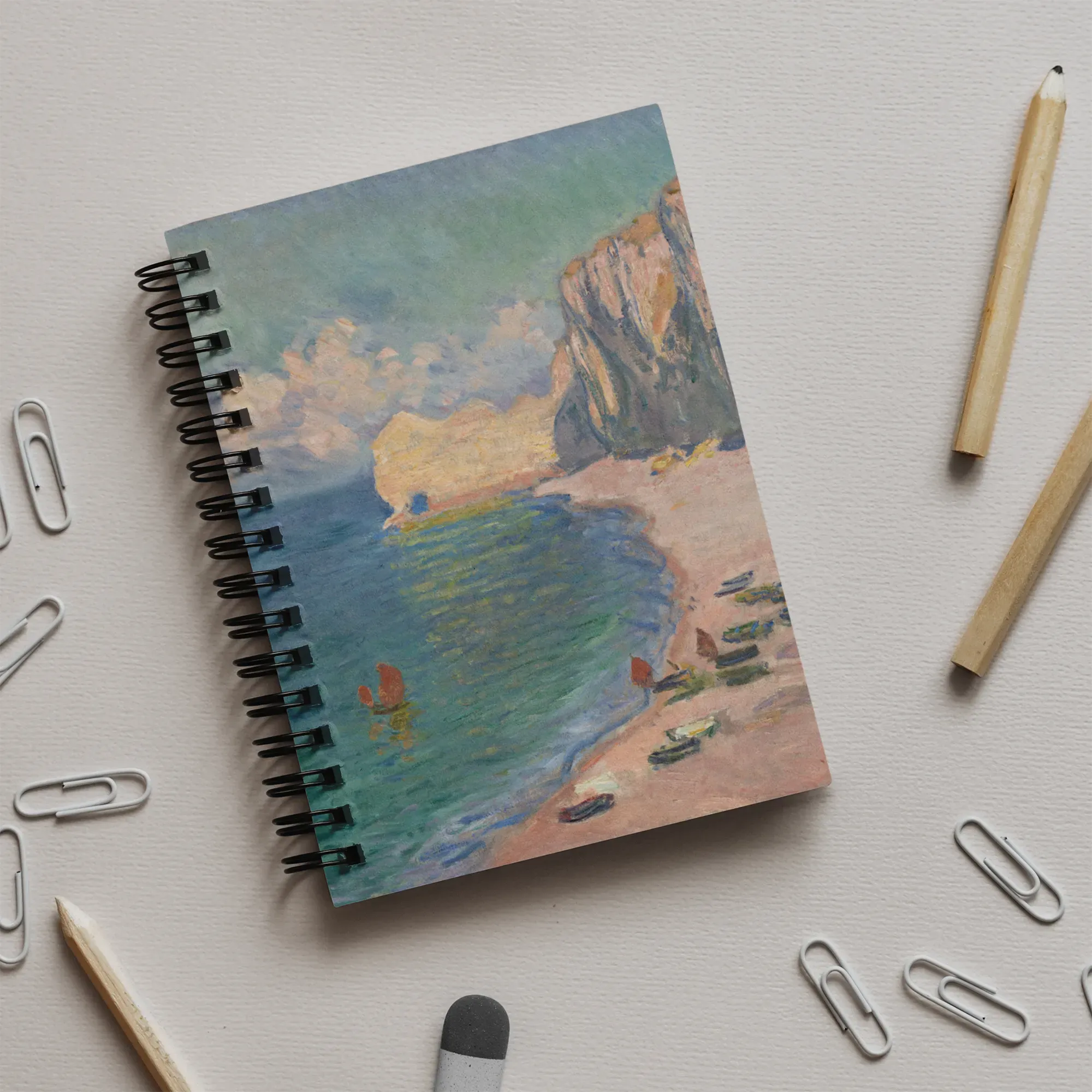 étretat - Claude Monet Impressionist Art Notebook - Notebooks & Notepads - Aesthetic Art