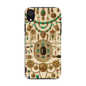 Etruscan Jewelry - Auguste Racinet Iphone Case, Xr / Matte, Phone Case Decorated Intricate Gold Green Jewelry Designs