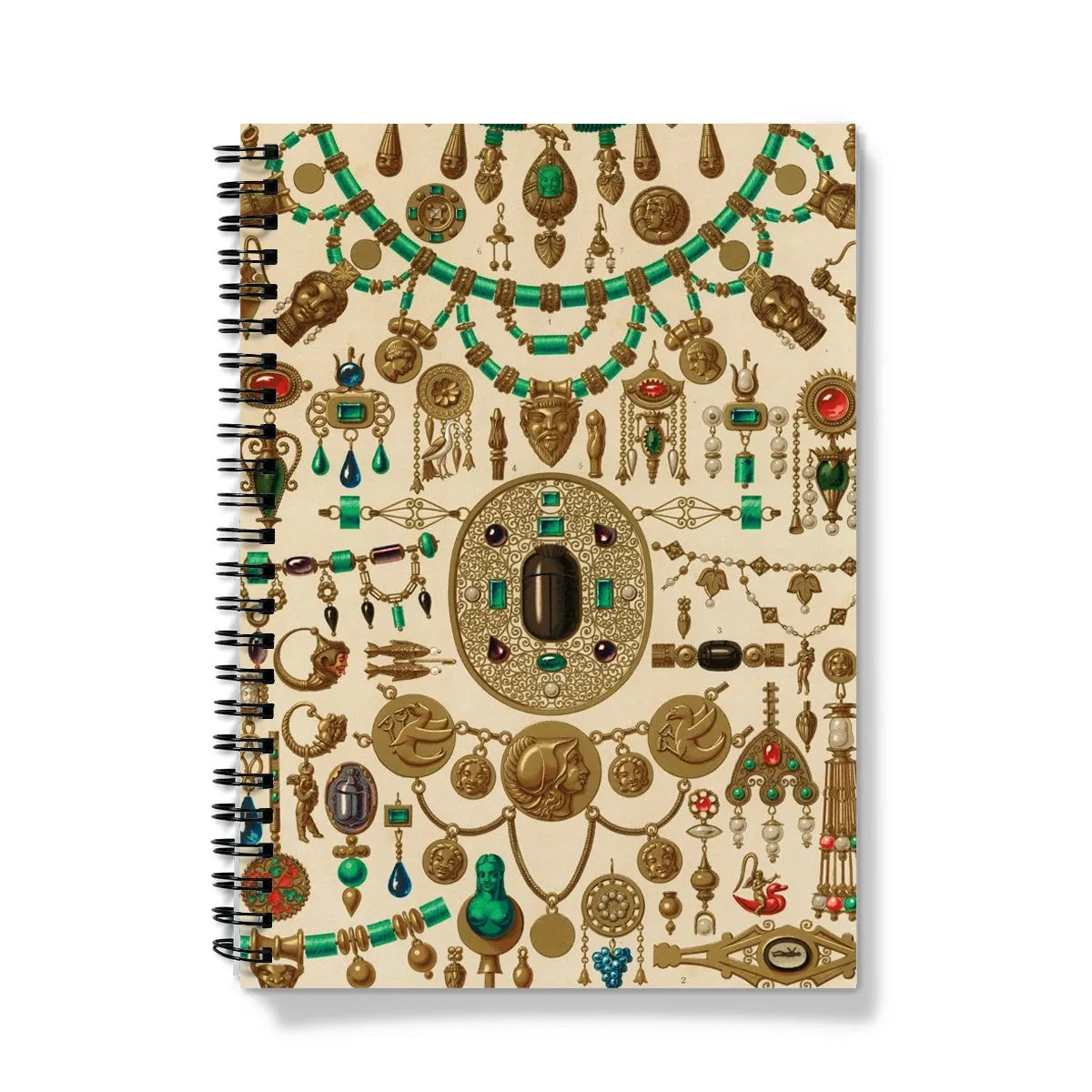 Etruscan Jewelry By Auguste Racinet Notebook - A5 / Graph - Notebooks & Notepads - Aesthetic Art