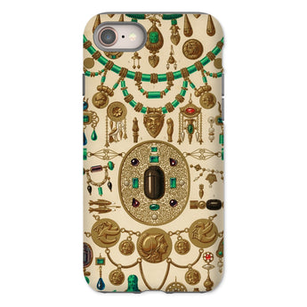 Etruscan Jewelry - Auguste Racinet Phone Case Iphone 8 / Matte Ornate Phone Case Intricate Gold Emerald Jewelry Designs Auguste Racinet