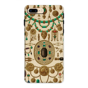 Etruscan Jewelry - Auguste Racinet Phone Case Iphone 8 Plus / Matte Ornate Phone Case Intricate Gold Emerald Jewelry Designs Auguste