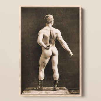 Eugen Sandow in Classical Ancient Greco-roman Pose - Napoleon Sarony Art Print / Canvas, 12x18’’ / 31x46cm / Natural Frame, Posters Prints