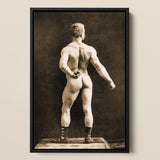 Eugen Sandow in Classical Ancient Greco-roman Pose - Napoleon Sarony Art Print / Canvas Black-framed Sepia-toned Photographic Muscular Man