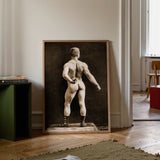 Eugen Sandow in Classical Ancient Greco-roman Pose - Napoleon Sarony Art Print / Canvas Framed Black-and-white Photograph Muscular Man