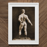 Eugen Sandow in Classical Ancient Greco-roman Pose - Napoleon Sarony Art Print / Canvas White Framed Black Photograph Muscular Man Attire