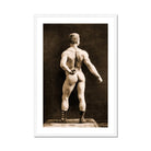 Eugen Sandow in Classical Ancient Greco Roman Pose Napoleon Sarony Art Print, Framed Sepia Toned Photograph Muscular Man